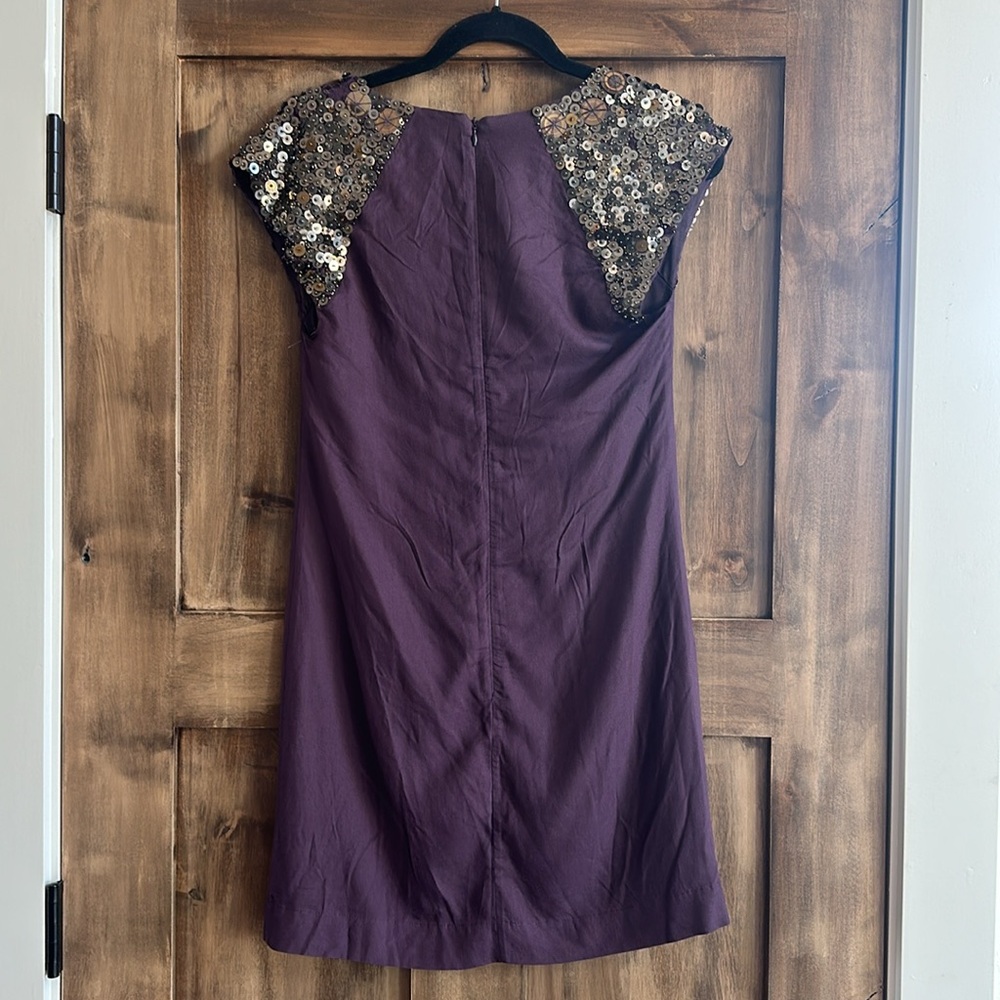 French Connection Purple Dress with Sequin Sleeves - Picture 7 of 7